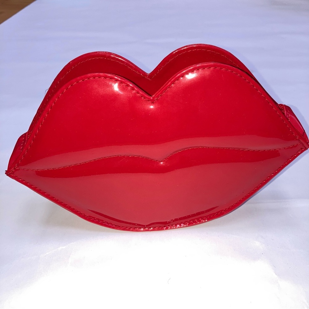 Moschino red lips shaped pouch